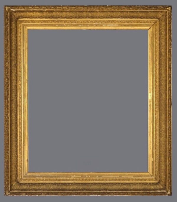 A picture frame with a gray background.