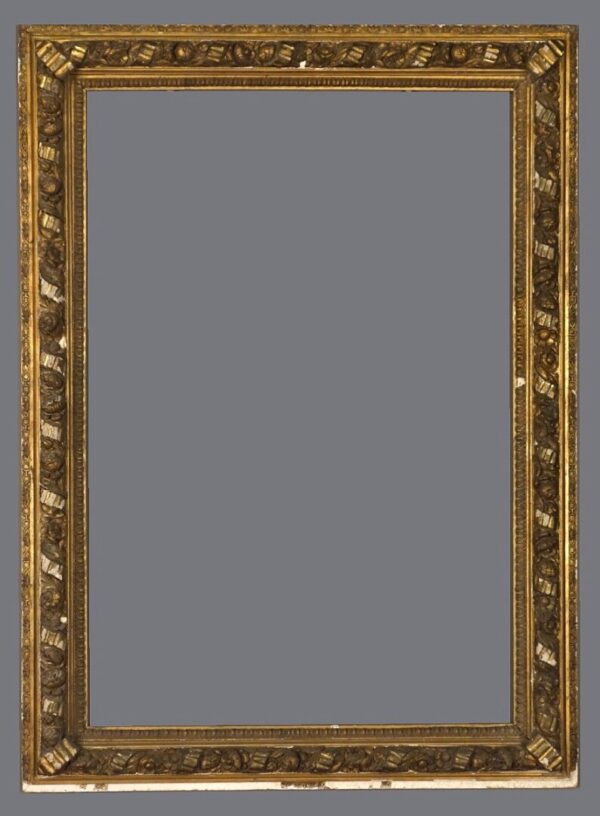 A picture frame with a gray background.