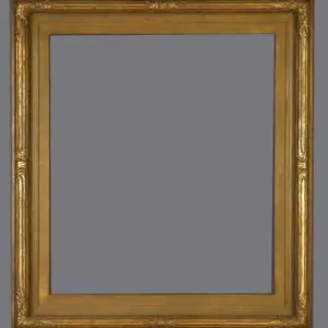 A gold frame with a gray background.