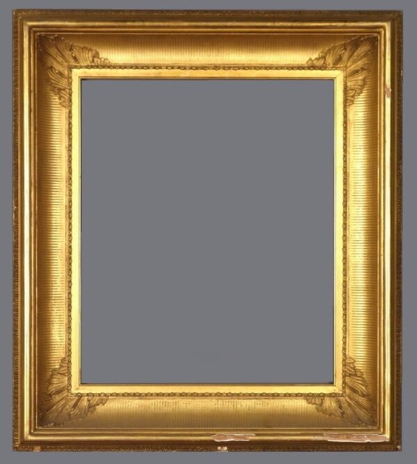 A gold frame with gray background