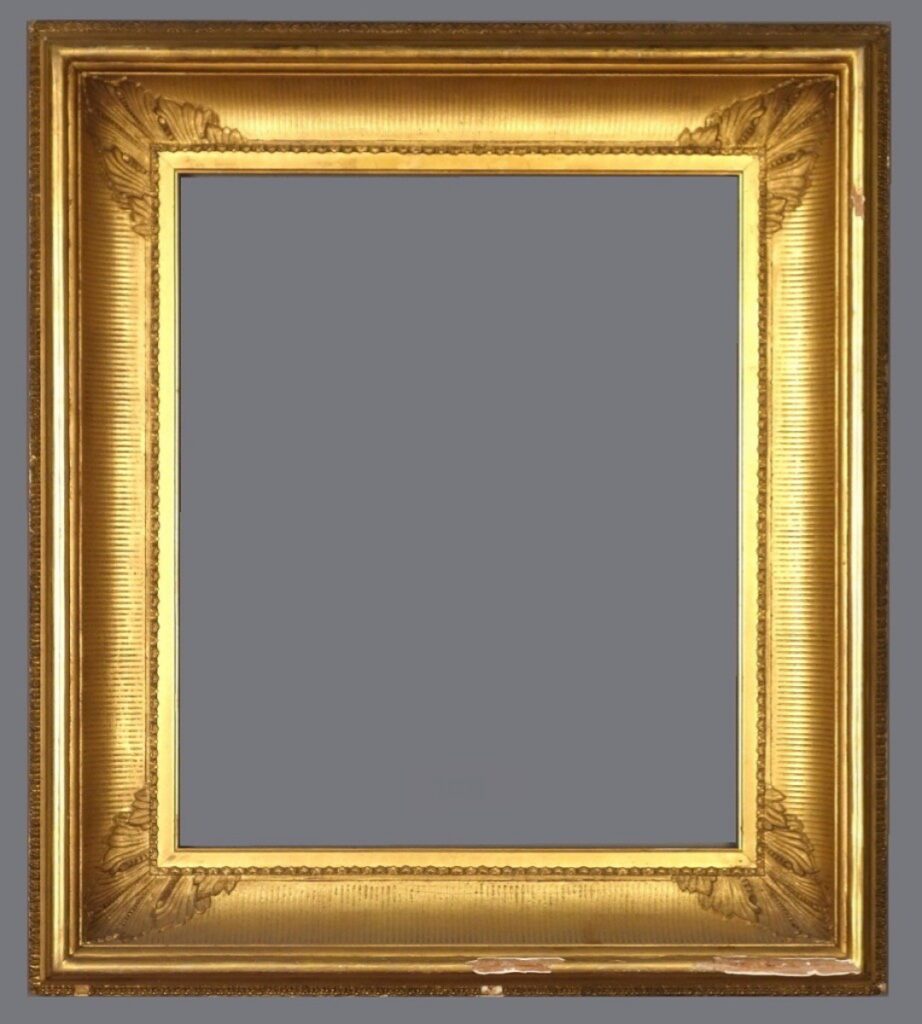 A gold frame with gray background