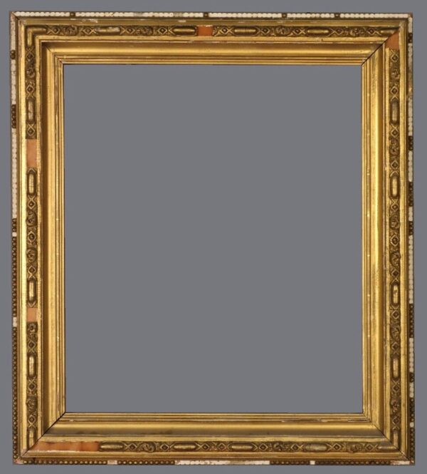 A picture frame with a gold leaf finish.