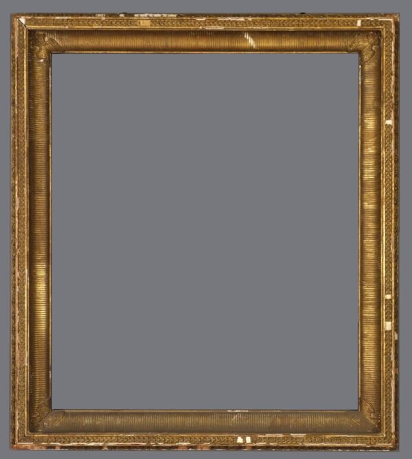 A gold frame with gray background