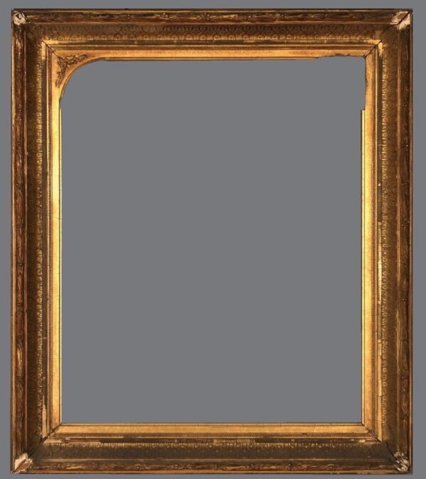 A picture frame with a gold leaf finish.