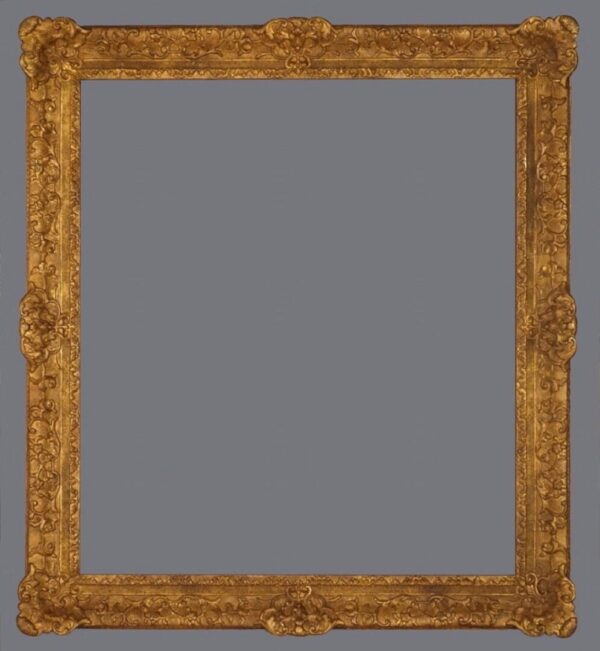 A picture frame with a gray background.