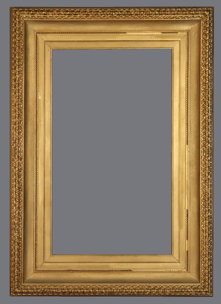 A picture frame with a gold leaf finish.