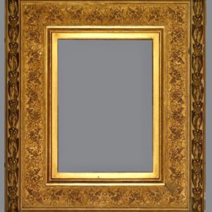 A gold frame with a gray background.