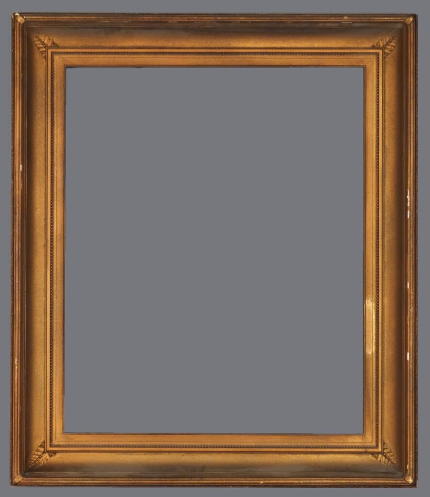 A picture frame is shown with the bottom of it.