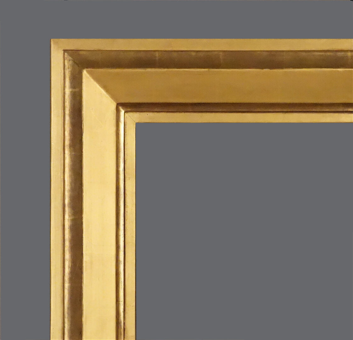 A gold frame with gray background