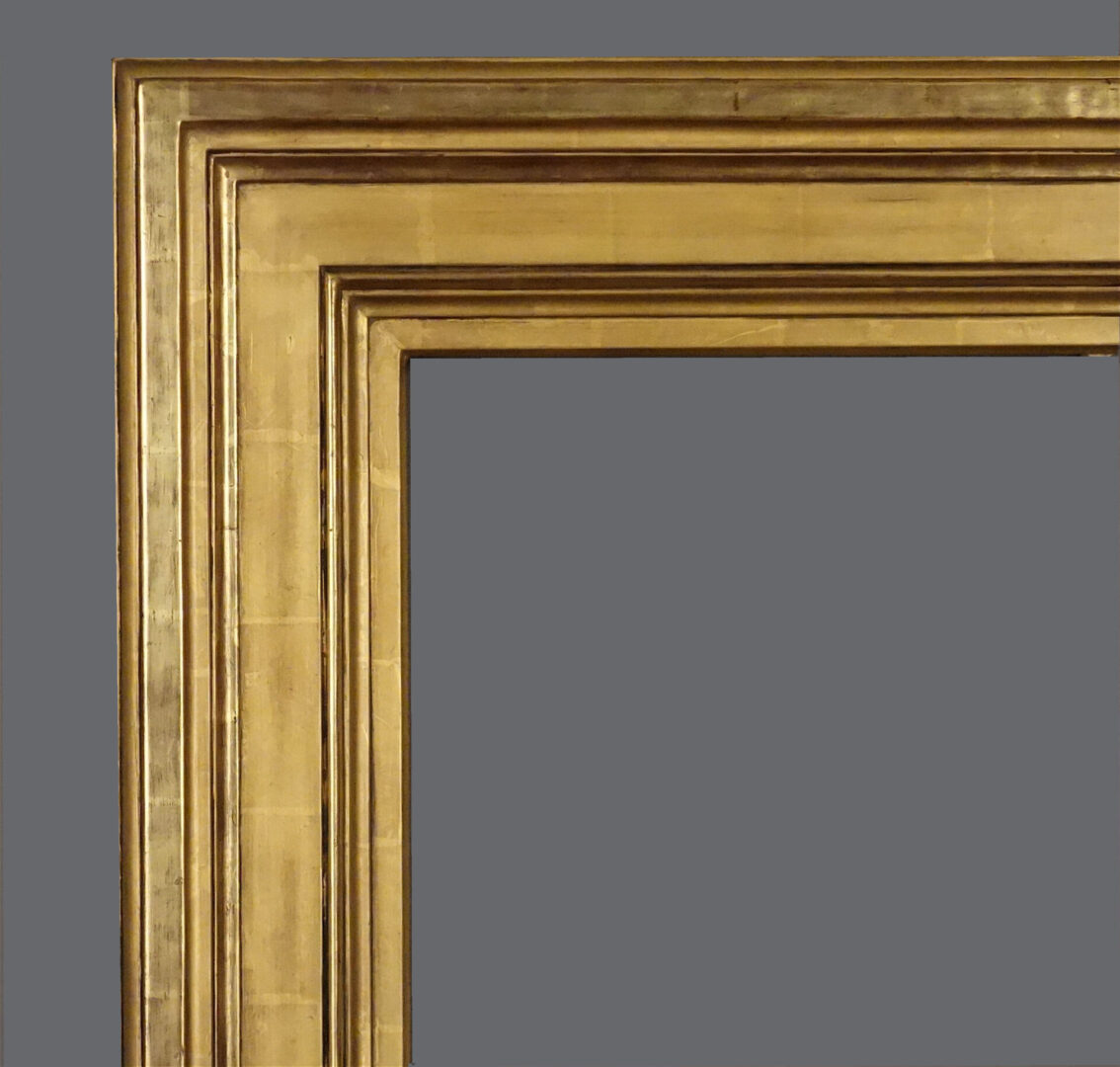 A gold frame with gray background