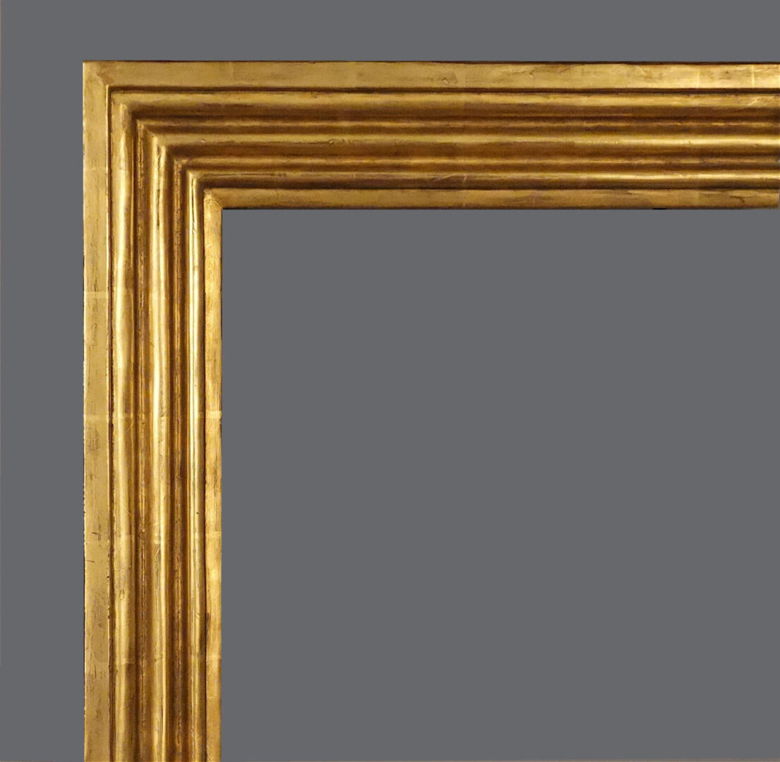 A gold frame with a gray background