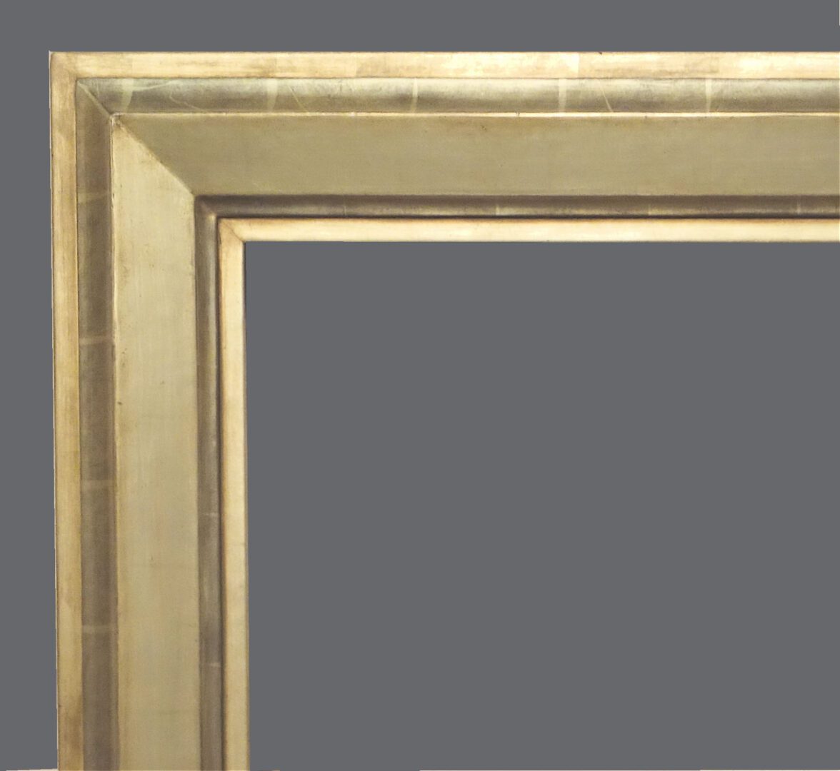 A gold frame with gray background