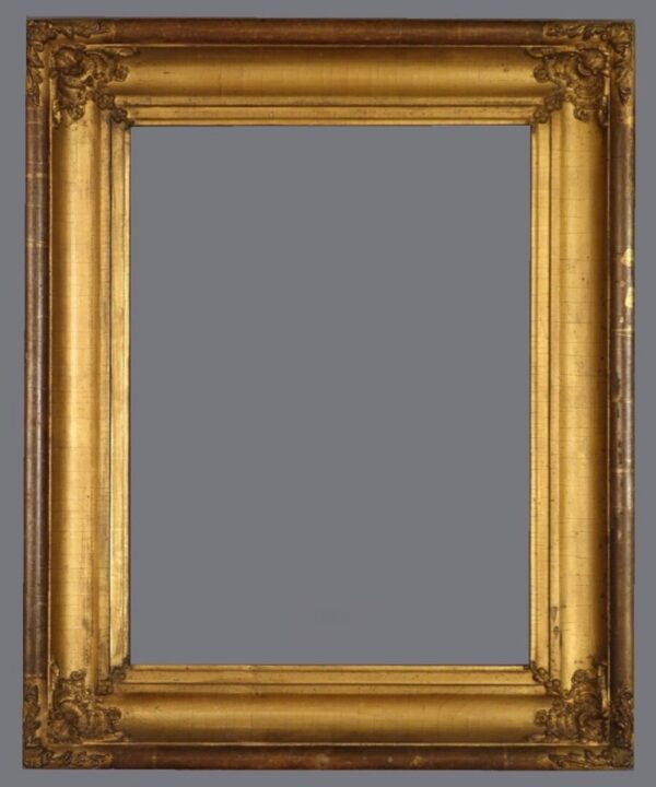 A picture frame with a gray background.