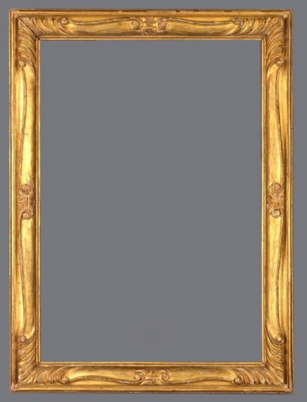 A gold frame with gray background