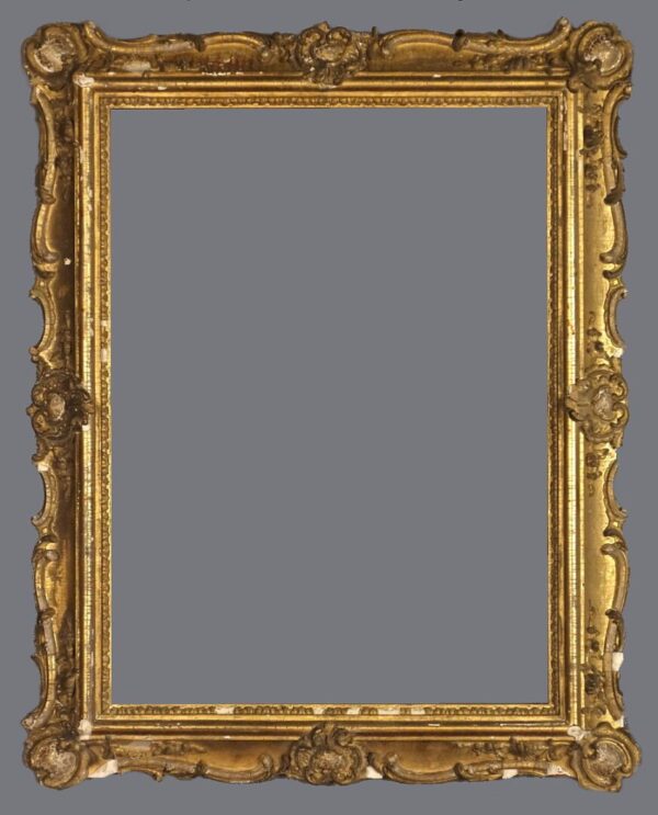 A gold frame with a gray background