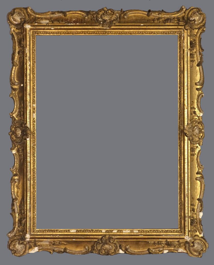 A gold frame with a gray background