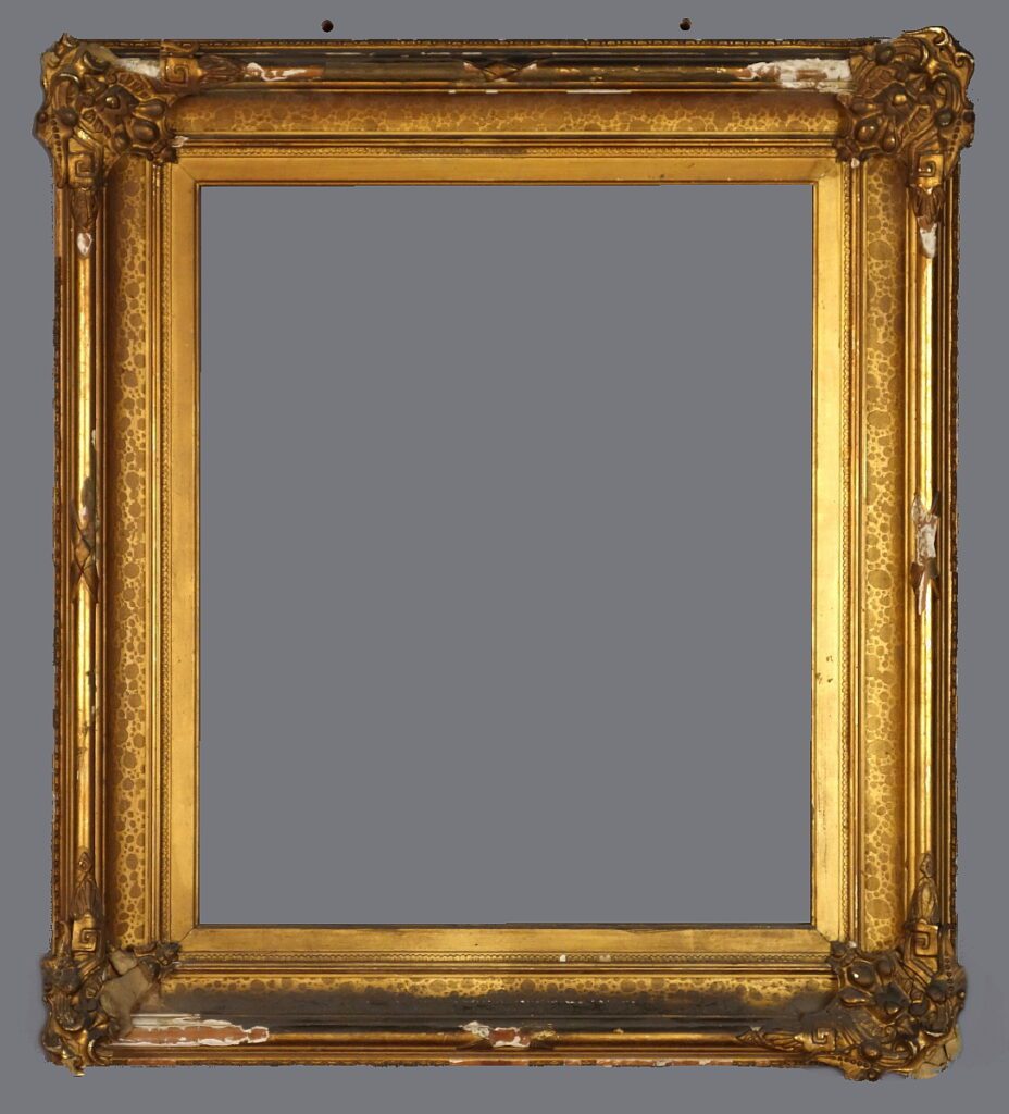 A gold frame with some ornate designs on it