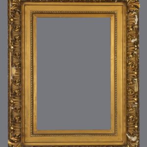 A gold frame with a gray background