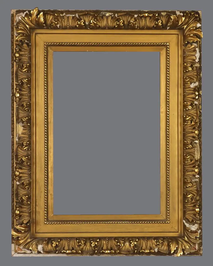 A gold frame with a gray background