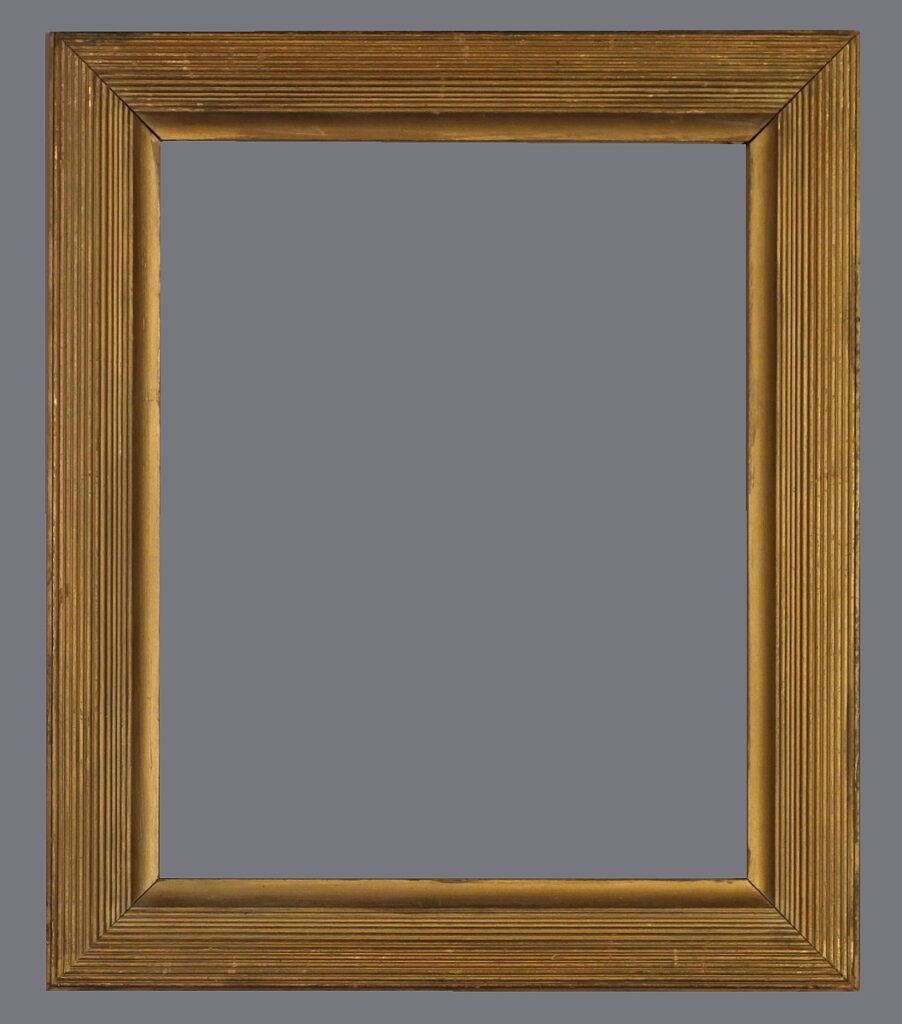 A picture frame with a gray background.