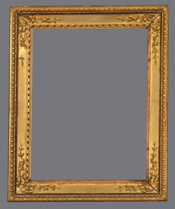 A gold frame with a gray background