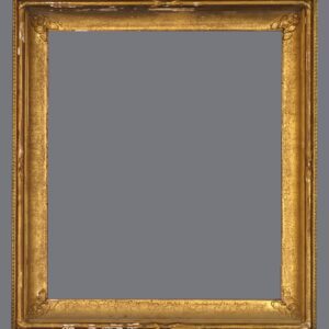 A gold frame with gray background.