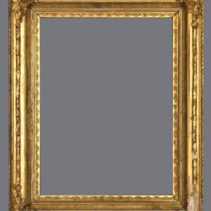 A gold frame with a gray background