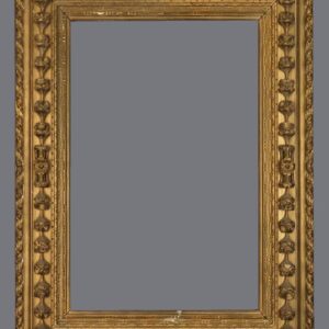 A gold frame with a gray background