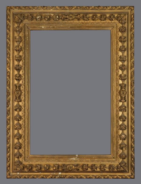 A gold frame with a gray background