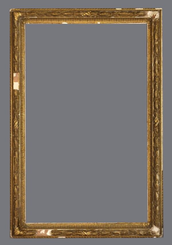 A gold frame with a gray background