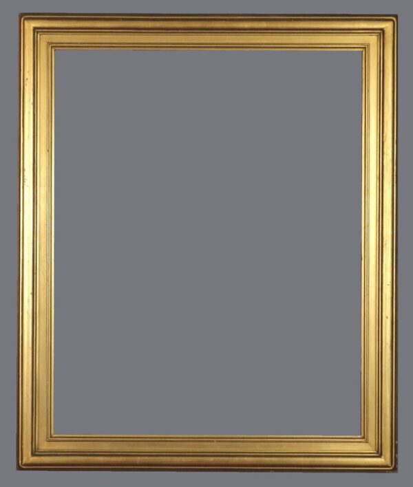 A gold frame with gray background