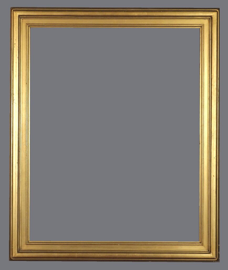 A gold frame with gray background