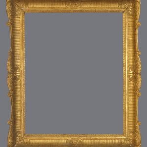 A gold frame with a gray background