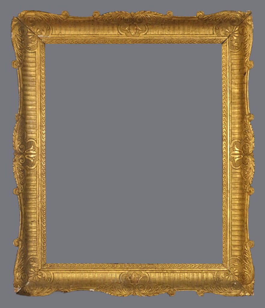 A gold frame with a gray background