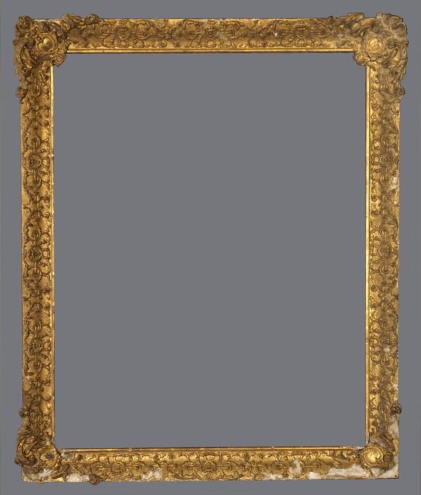 A gold frame with a gray background