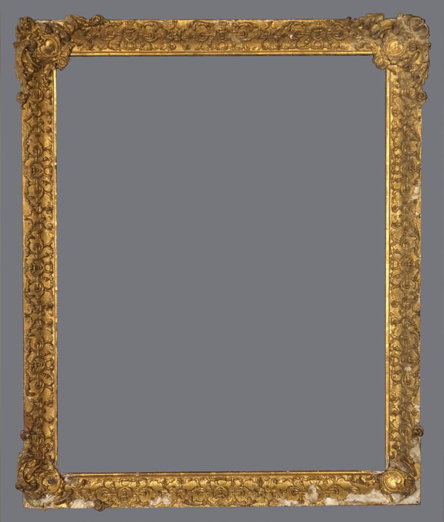 A gold frame with a gray background