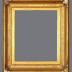 A gold frame with a gray background