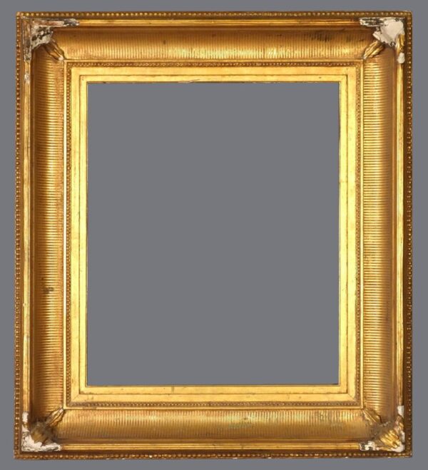 A gold frame with a gray background