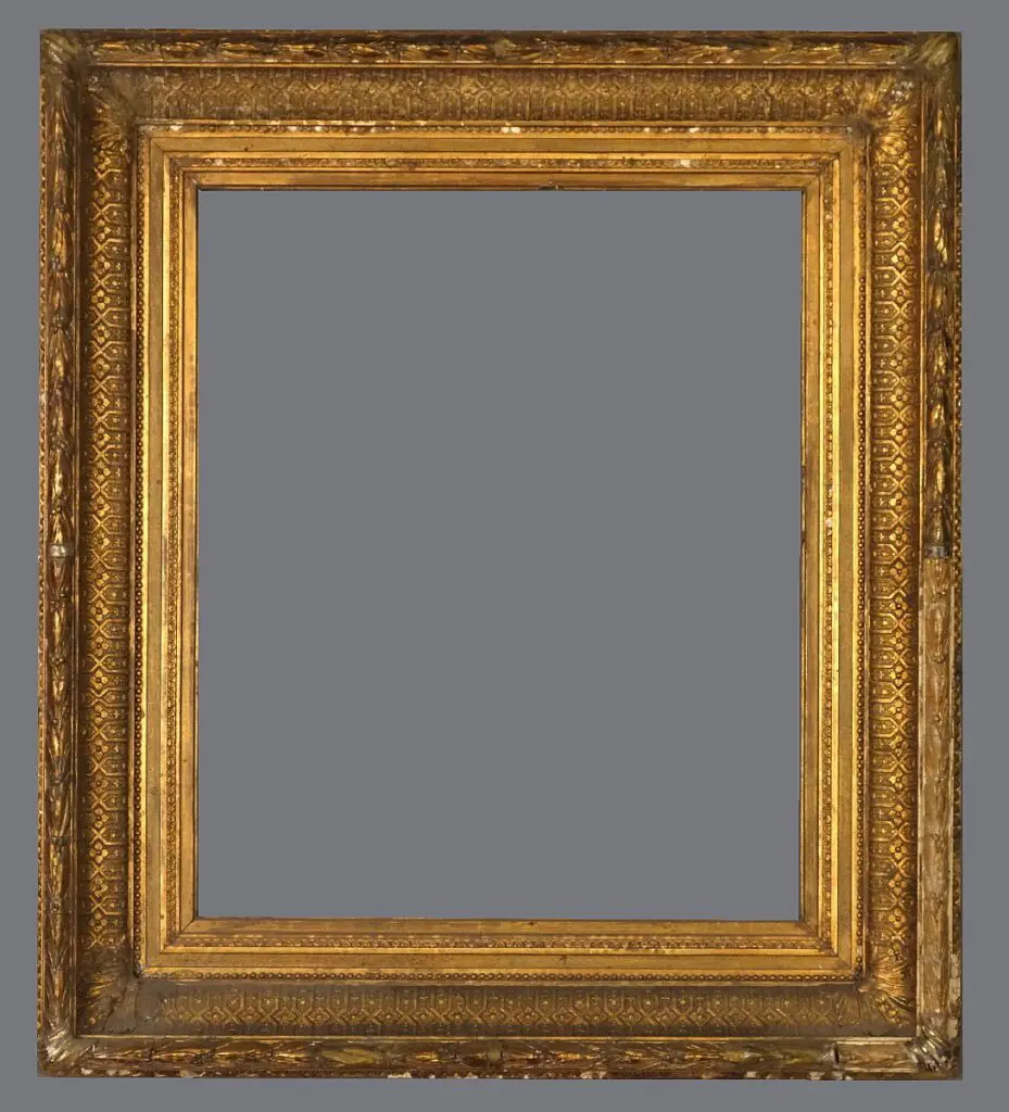 A picture frame with a gold leaf finish.