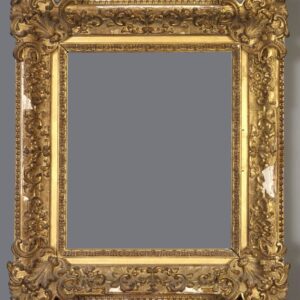 A gold frame with a gray background