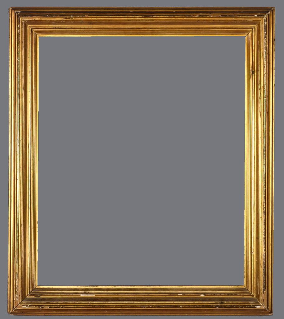 A picture frame with a gray background.