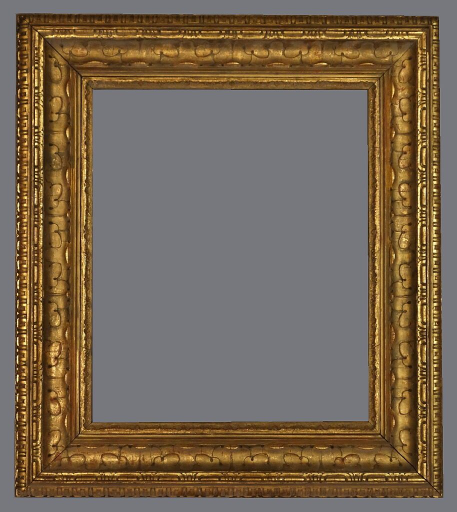 A picture frame with a gray background.