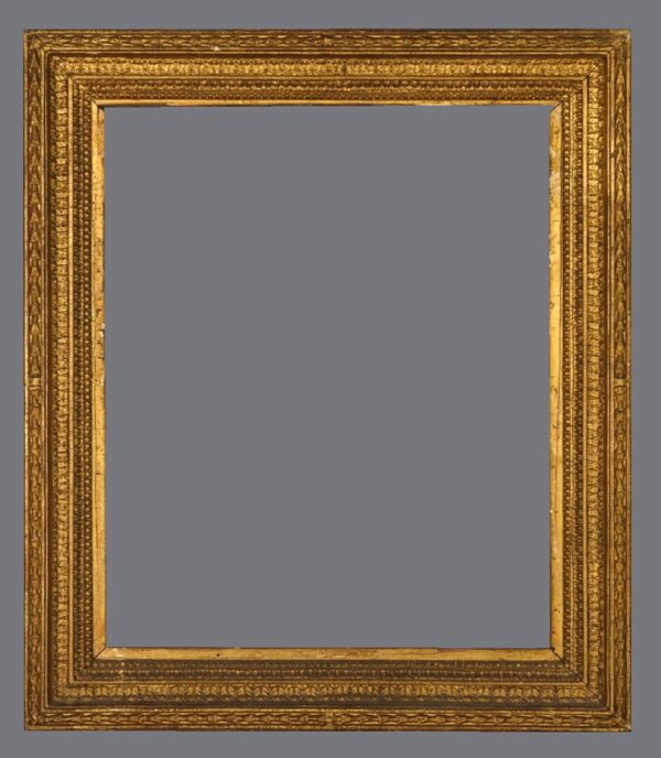 A gold frame with gray background