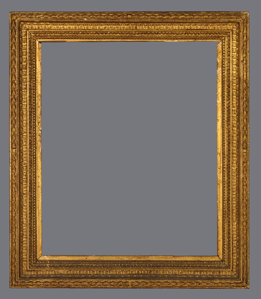 A gold frame with gray background