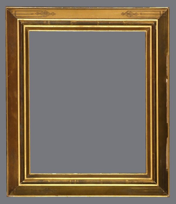 A picture frame with a gray background.