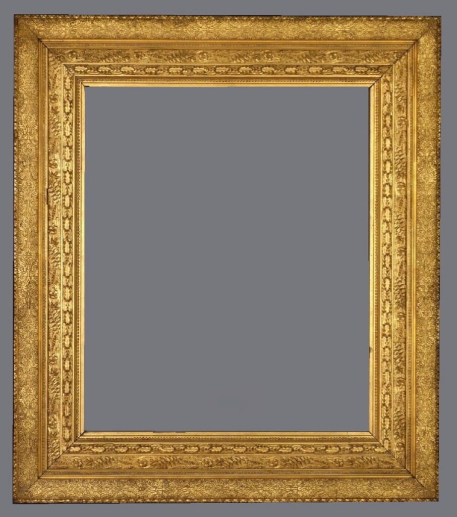 A gold frame with a gray background