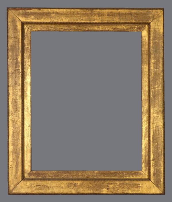 A gold frame with gray background