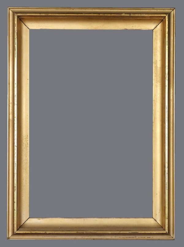 A gold frame with gray background