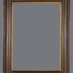 A picture frame with a gold trim on the top.