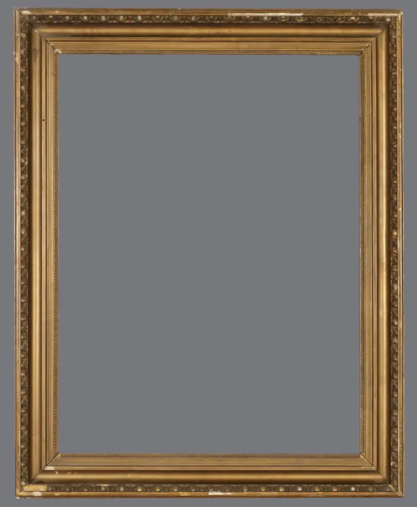 A gold frame with a gray background